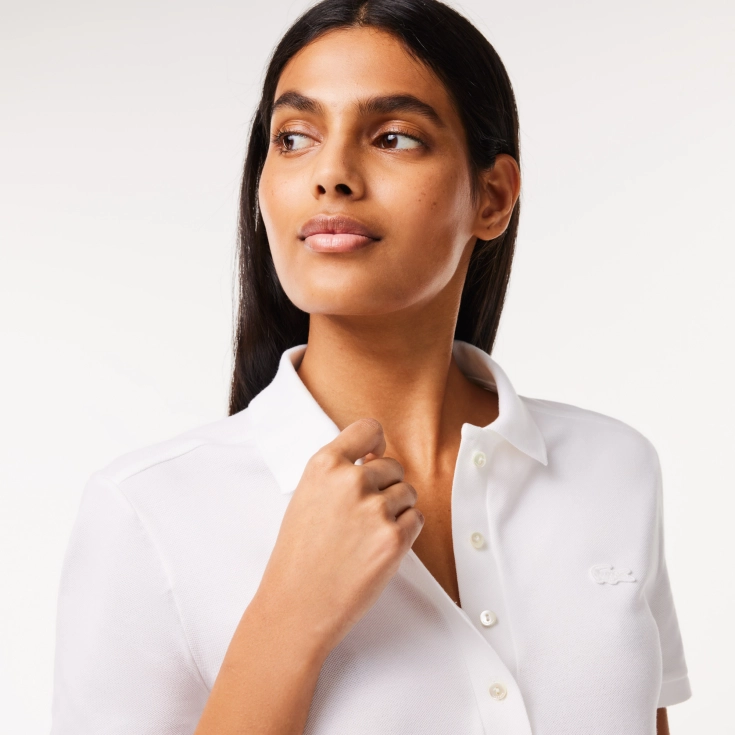 Lacoste Slim Fit elastik pambıq qadın polosu