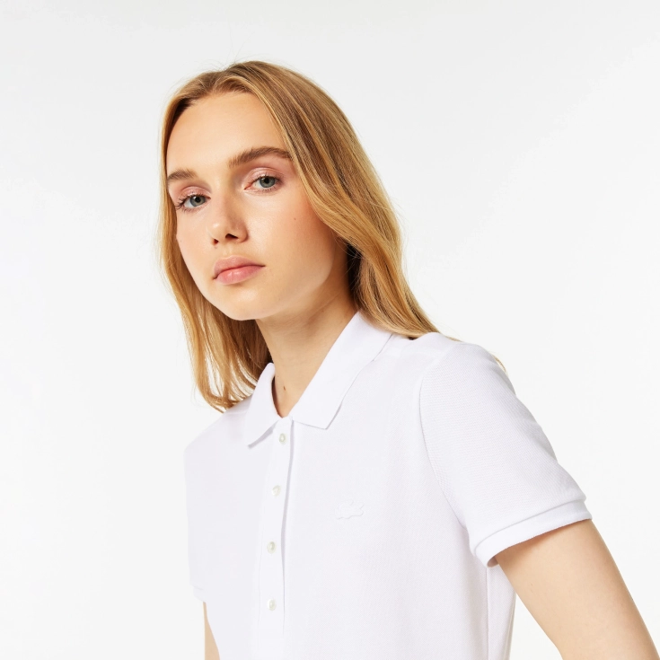 Lacoste Slim Fit elastik pambıq qadın polosu