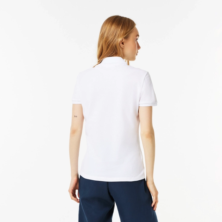 Lacoste Slim Fit elastik pambıq qadın polosu