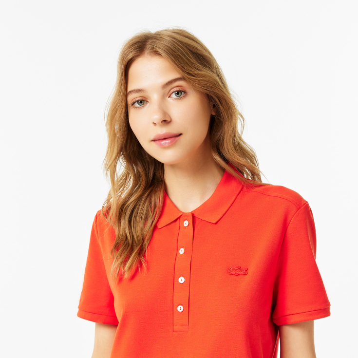 Lacoste Slim Fit elastik pambıq qadın polosu
