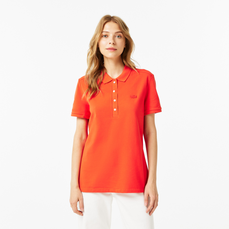 Lacoste Slim Fit elastik pambıq qadın polosu