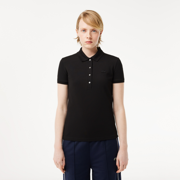Lacoste Slim Fit elastik pambıq qadın polosu