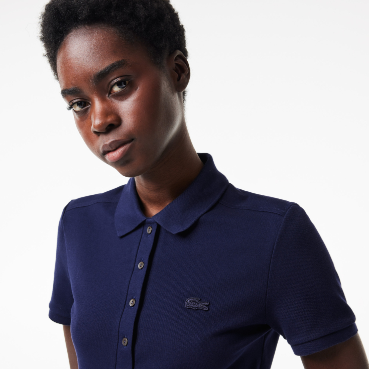 Lacoste Slim Fit elastik pambıq qadın polosu