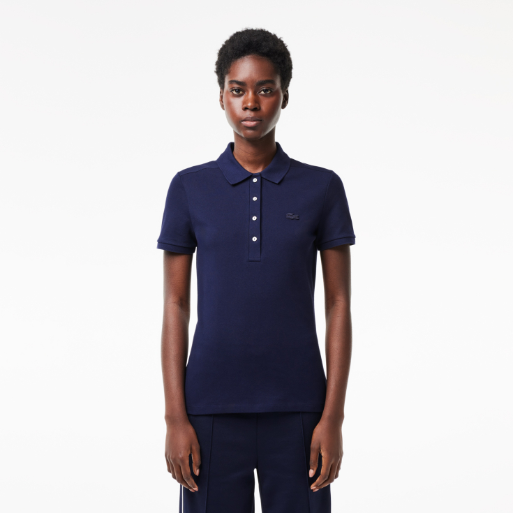 Lacoste Slim Fit elastik pambıq qadın polosu