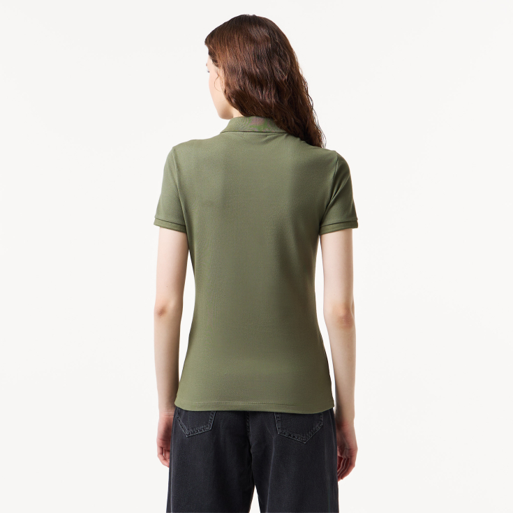 Lacoste Slim Fit elastik pambıq qadın polosu