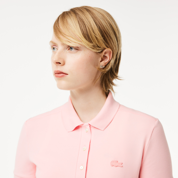 Lacoste Slim Fit elastik pambıq qadın polosu