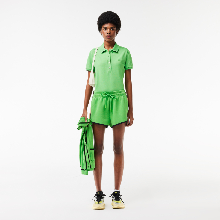 Lacoste Slim Fit elastik pambıq qadın polosu