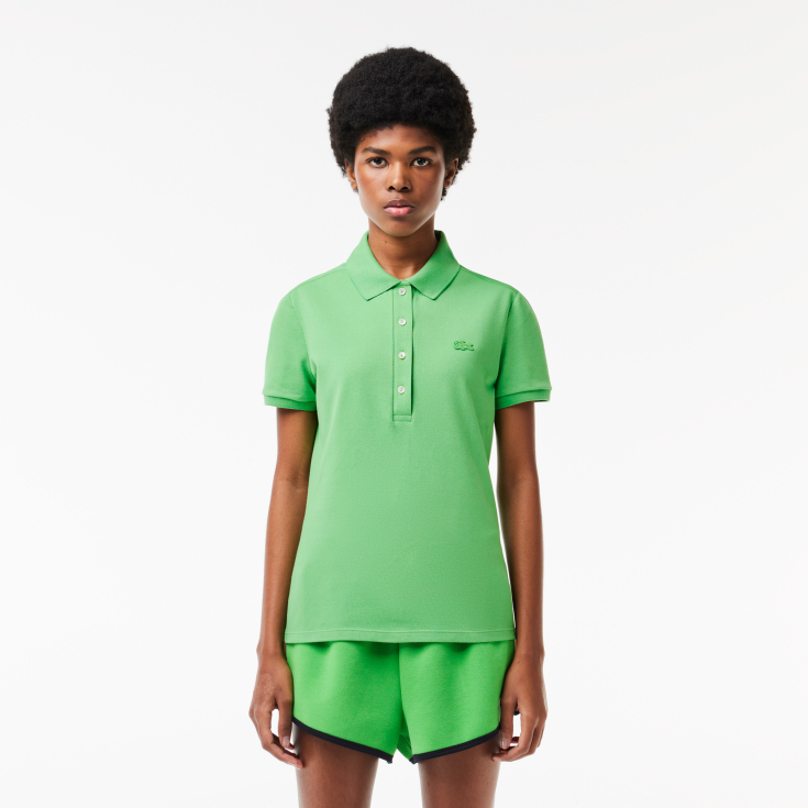 Lacoste Slim Fit elastik pambıq qadın polosu