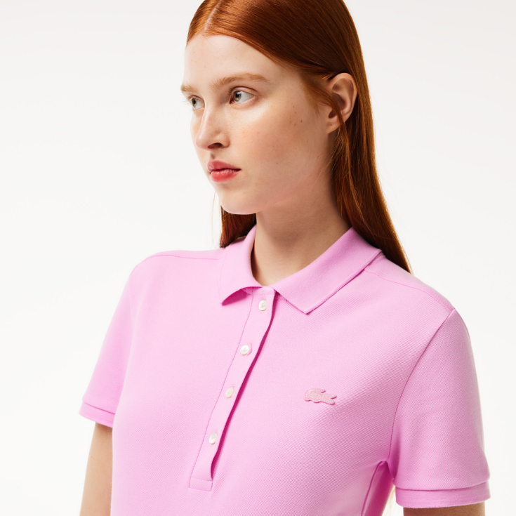 Lacoste Slim Fit elastik pambıq qadın polosu