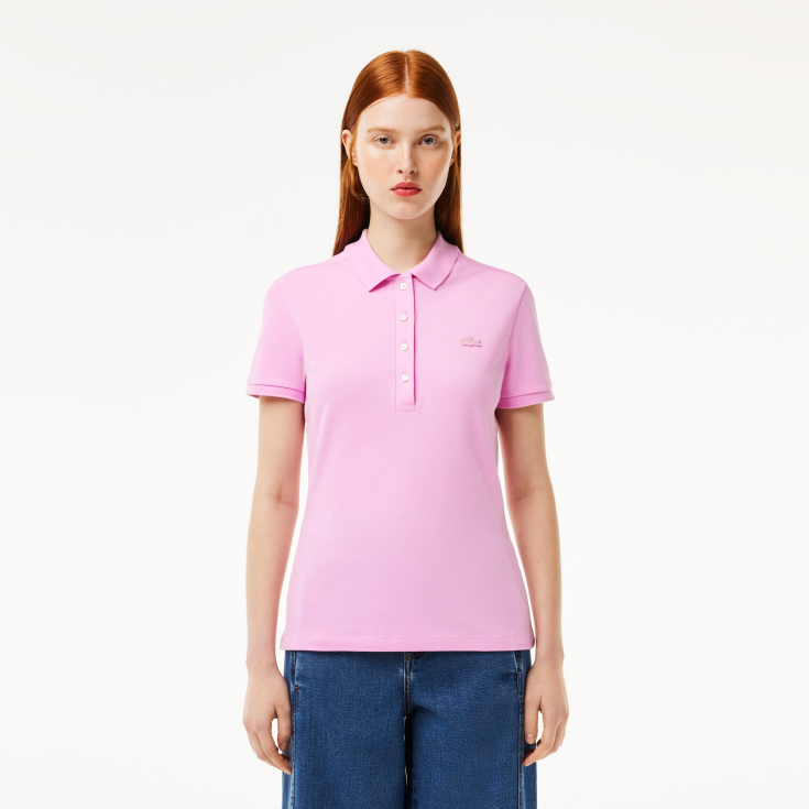 Lacoste Slim Fit elastik pambıq qadın polosu