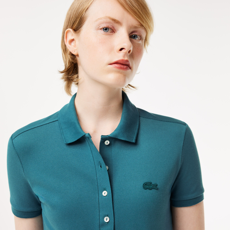 Lacoste Slim Fit elastik pambıq qadın polosu