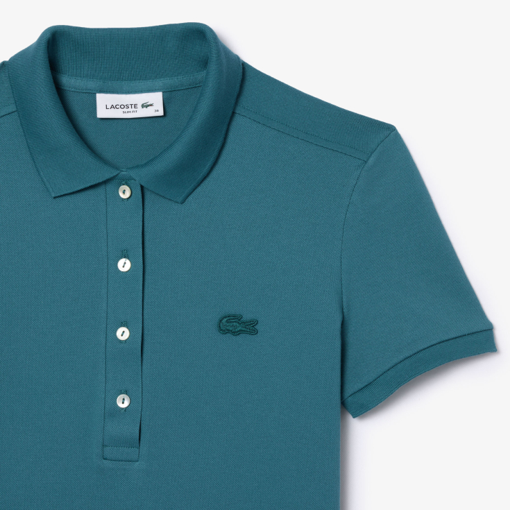 Lacoste Slim Fit elastik pambıq qadın polosu