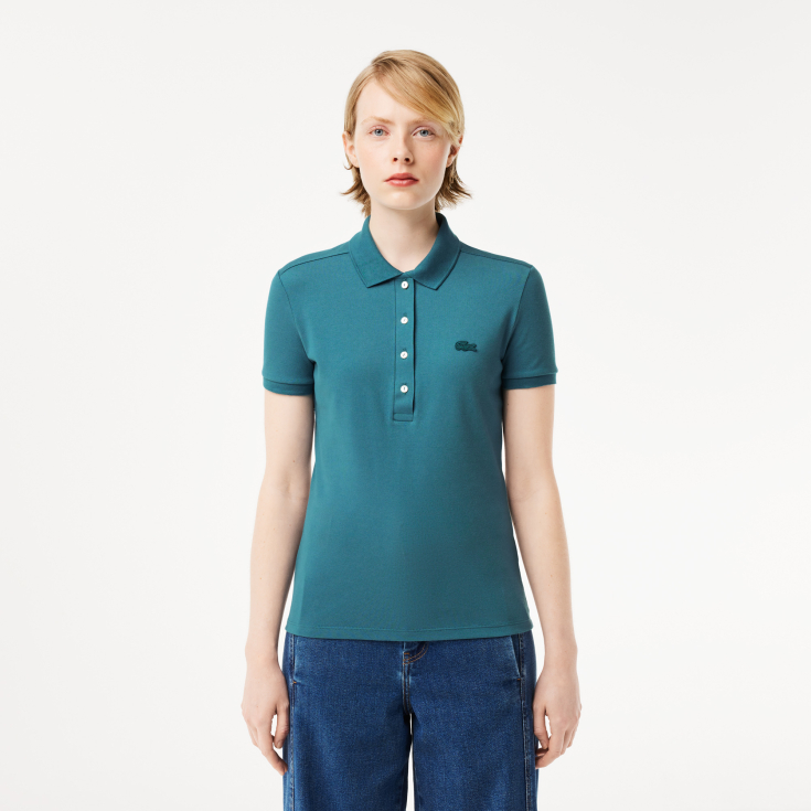 Lacoste Slim Fit elastik pambıq qadın polosu
