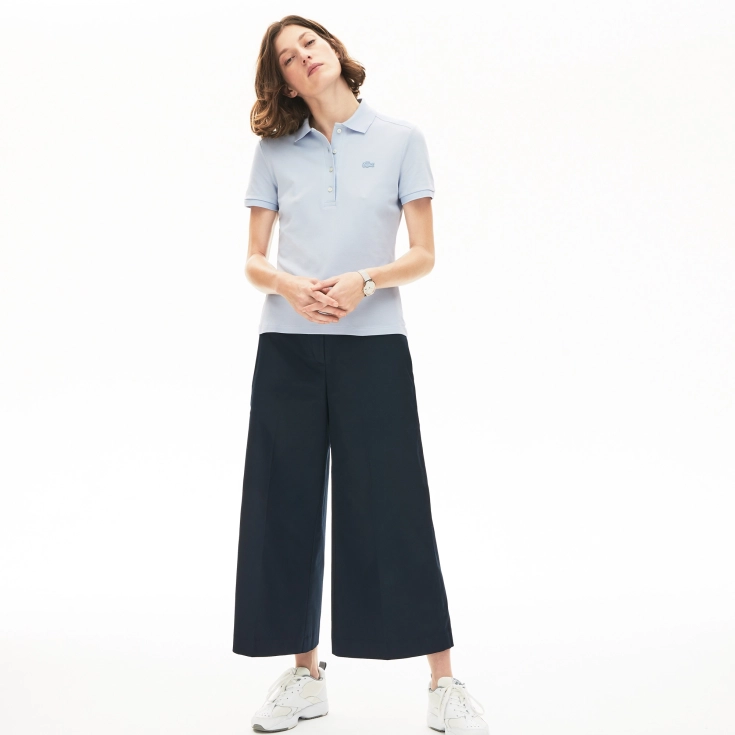 Lacoste Slim Fit elastik pambıq qadın polosu