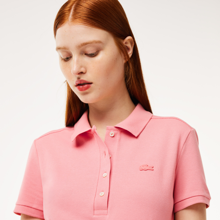 Lacoste Slim Fit elastik pambıq qadın polosu